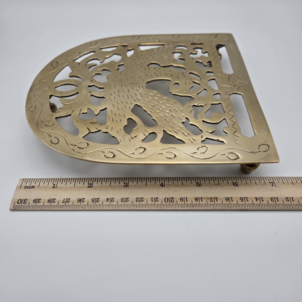 Vintage Mottahedeh Metropolitan Museum Of Art Brass Eagle Phoenix Trivet India - Picture 10 of 11